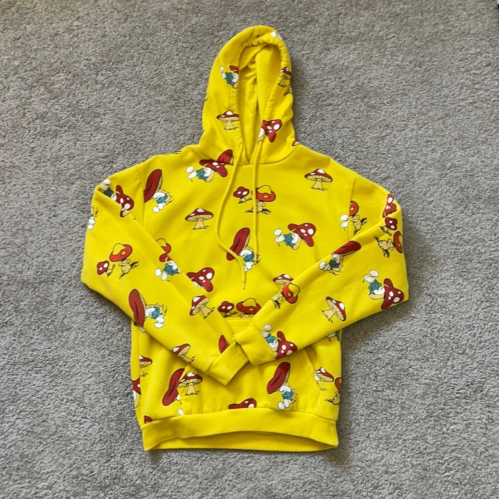 Size Small Colorful Comfy The Smurfs Mushroom Print Hoodie